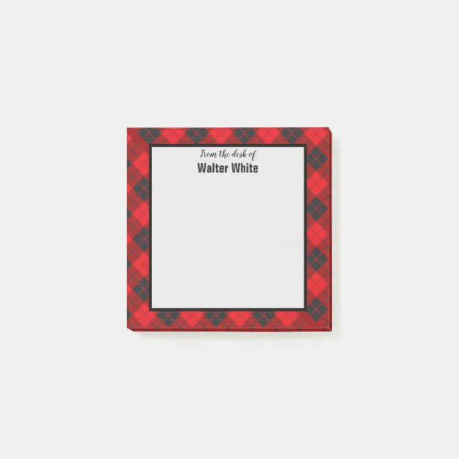 Post-it® De la Oficina de notas del Post-it de Red Plaid Fl (Anverso)