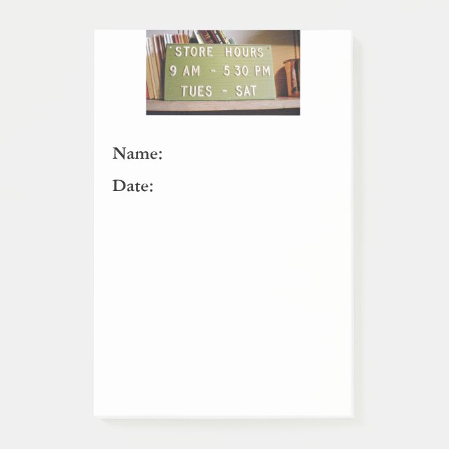 Post-it® El horario comercial firma notas de post-it (Anverso)