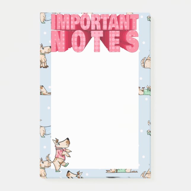 Post-it® Ese Dog Life Importante Notas Patrón Azul (Anverso)