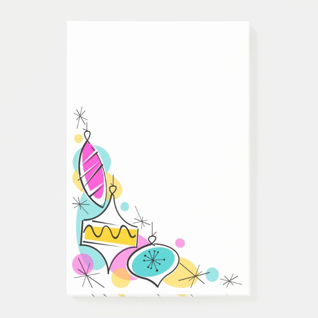 Post-it® Esquina de baubles de árbol retro notas verticales (Anverso)