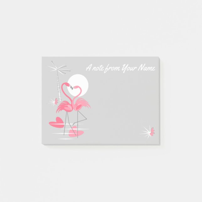 Post-it® Flamingo Love Slim Mensajes de texto notas (Anverso)