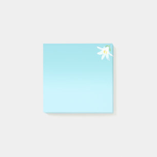 Post-it® Flor de Amarilis Blanca en Notas Adhesivas Azules 