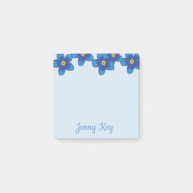 Post-it® Flores azules dibujar Notas de dibujo (Anverso)