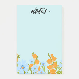 Post-it® Flores azules y amarillas Notas