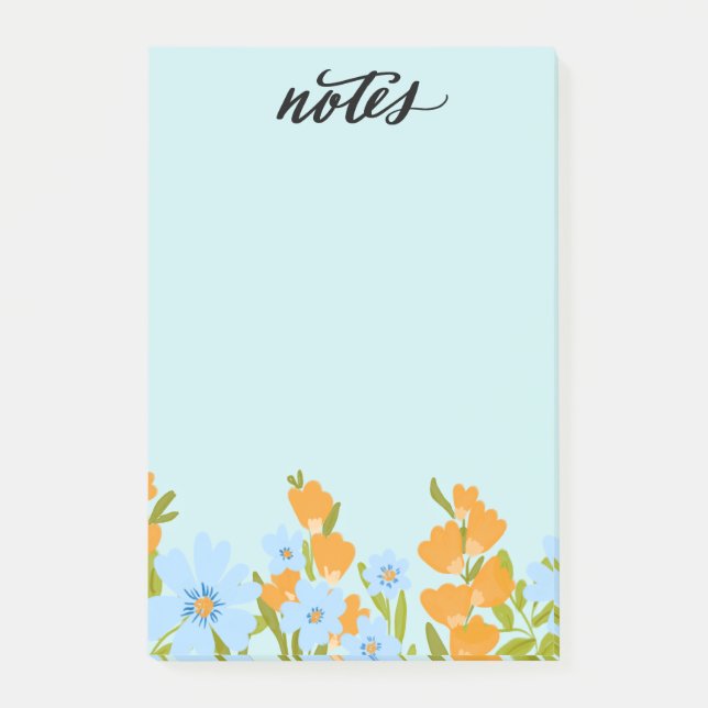 Post-it® Flores azules y amarillas Notas (Anverso)