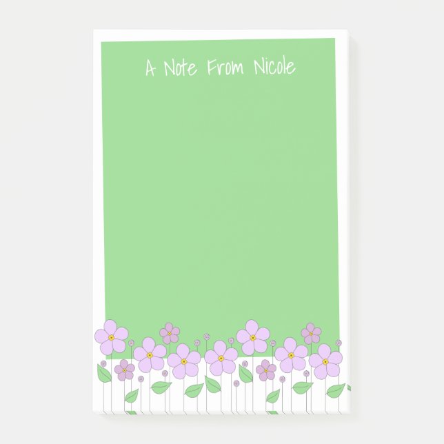 Post-it® Flores de Lilac y notas verdes post-it (Anverso)