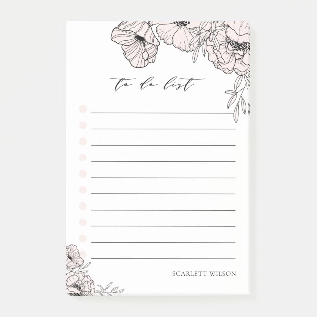 Post-it® Flores rosadas modernas de Rubor para hacer notas (Anverso)