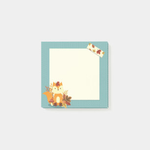 Post-it® Fox lindo 3" del tiempo del otoño x 3" notas del