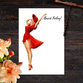 Post-it® Funny Vintage Pin Up Chica en notas de Red Post-it