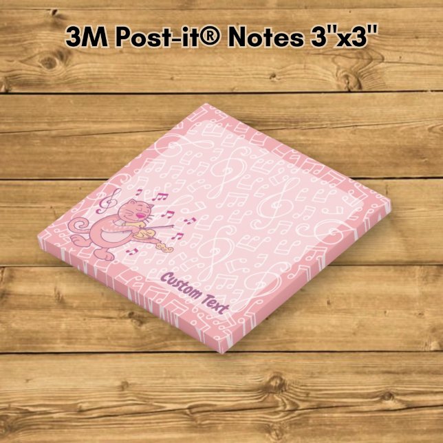 Post-it® Gato rosa con notas de violín (Subido por el creador)