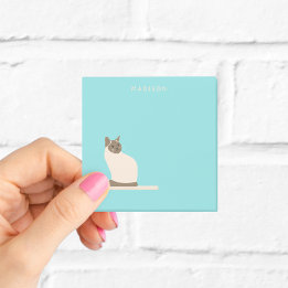 Post-it® Gato siamés en notas azules con nombre