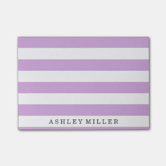 Post-it® Girly Purple Classic Stripes Monograma Notas