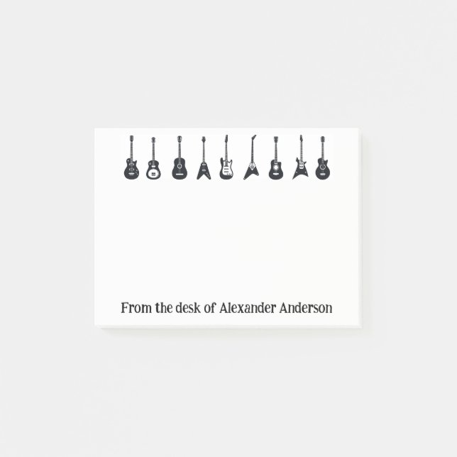 Post-it® Guitars blancos y negros personalizan notas poster (Anverso)