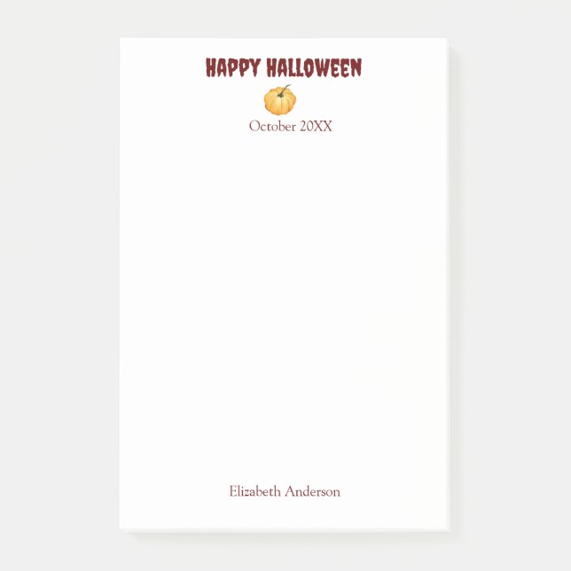 Post-it® Happy Halloween calabaza acuarela Notas Post-It (Anverso)
