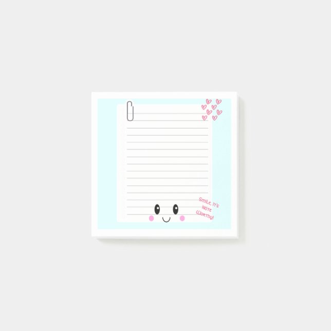 Post-it® Happy Notes Blue: Notas pegajosas de Kawaii (Anverso)