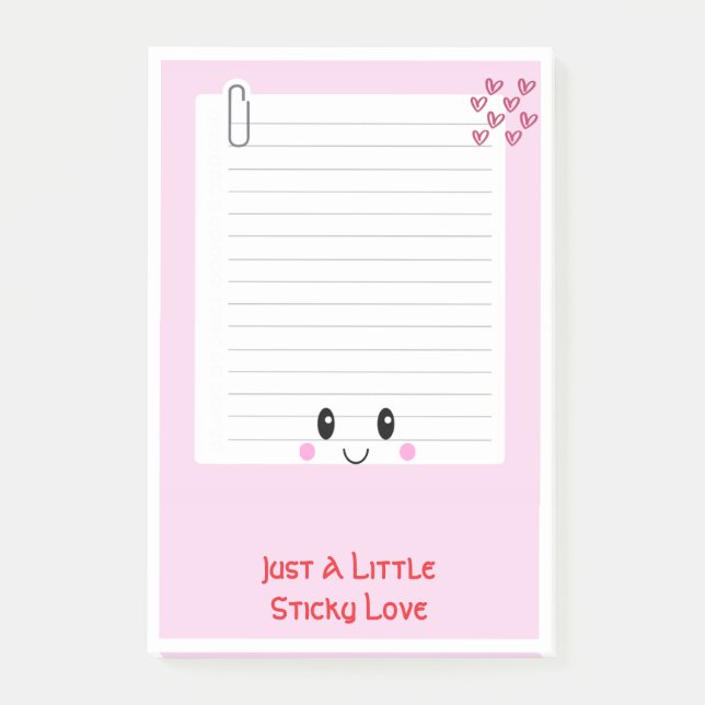 Post-it® Happy Notes Pink: Notas pegajosas de Kawaii (Anverso)
