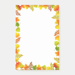 Post-it® Hojas de otoño en notas Post-it blancas para hacer