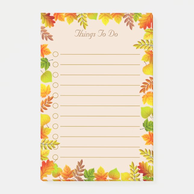 Post-it® Hojas de otoño Notas adhesivas rayadas (Anverso)