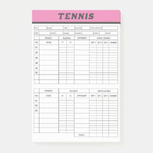 Post-it® Hojas de puntuación de tenis - Notas de posteo de