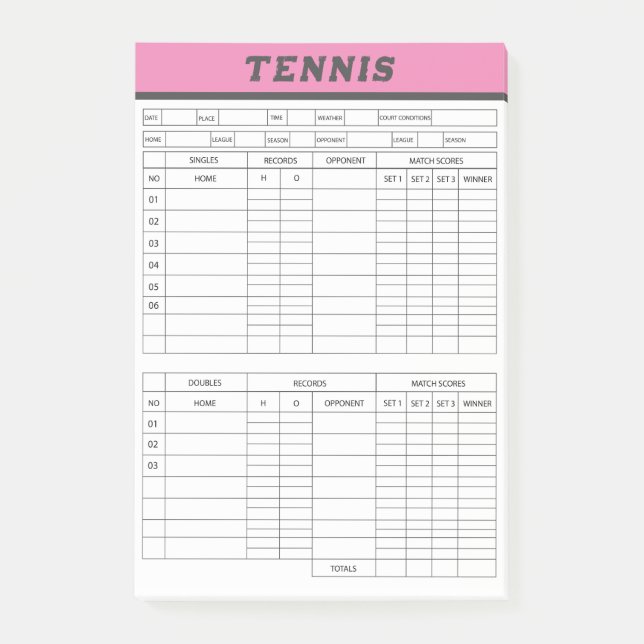 Post-it® Hojas de puntuación de tenis - Notas de posteo de  (Anverso)