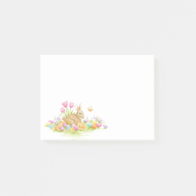 Post-it® Huevos de conejo de Pascua y flores notas post-it (Anverso)
