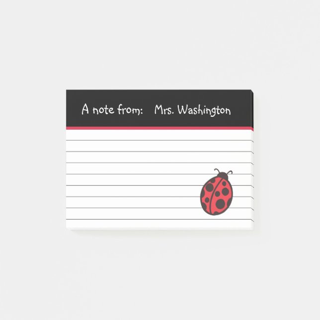 Post-it® Ladybug del docente publica notas de regalo (Anverso)