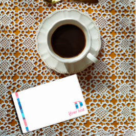 Post-it® Letra azul monograma de coral D notas posteriores