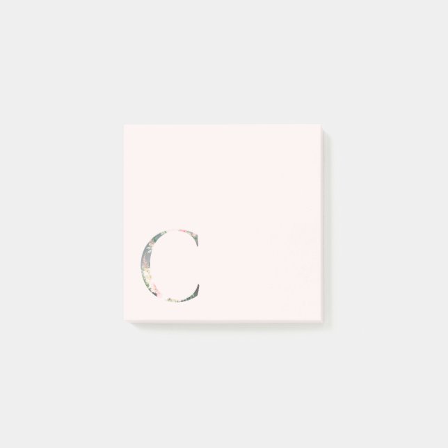 Post-it® Letra floral "C" Monograma Notas post-it (Anverso)