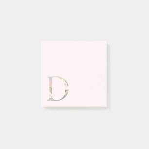 Post-it® Letra floral "D" Monograma Notas post-it