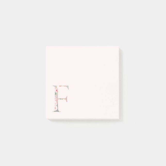 Post-it® Letra floral "F" Monograma Notas (Anverso)