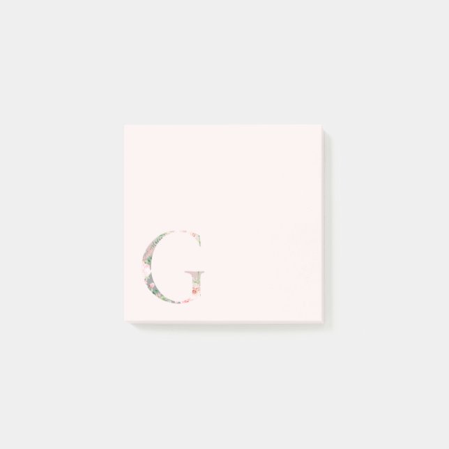 Post-it® Letra floral "G" Monograma Notas (Anverso)