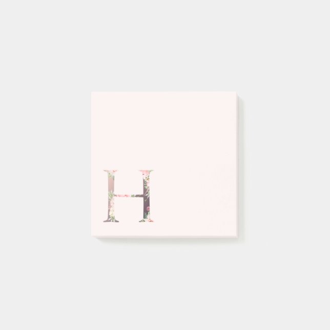 Post-it® Letra floral "H" Monograma Notas (Anverso)