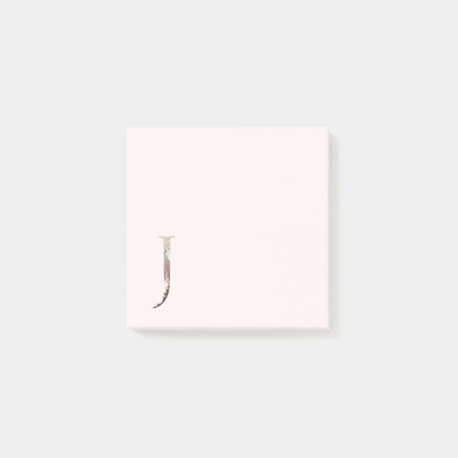 Post-it® Letra floral "J" Monograma Notas (Anverso)