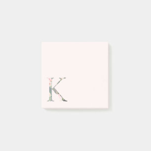 Post-it® Letra floral "K" Monograma Notas