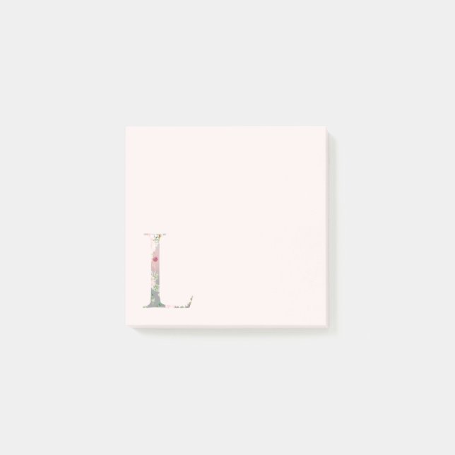 Post-it® Letra floral "L" Notas de monograma (Anverso)