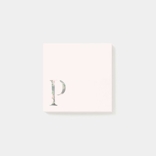 Post-it® Letra floral "P" Monograma Notas (Anverso)