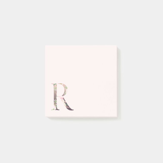 Post-it® Letra floral "R" Monograma Notas (Anverso)