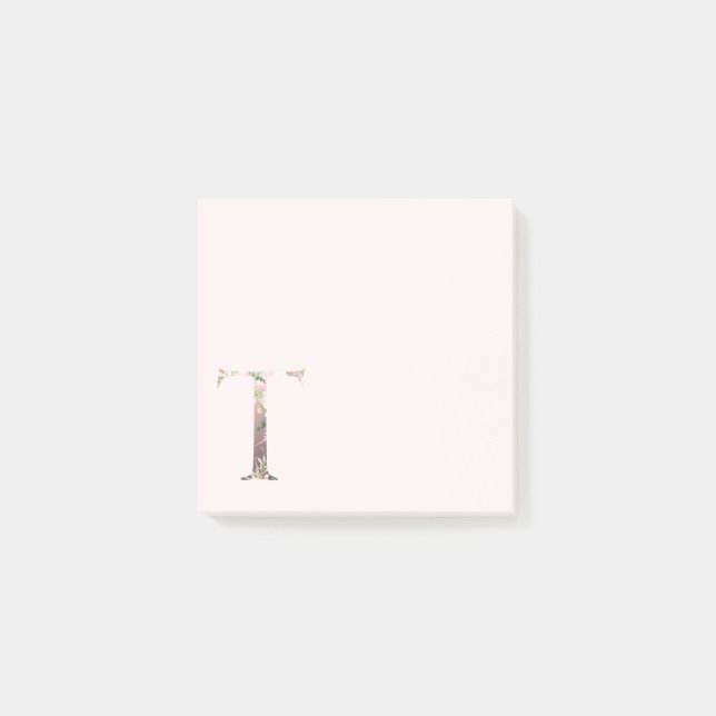 Post-it® Letra floral "T" Monograma Notas (Anverso)