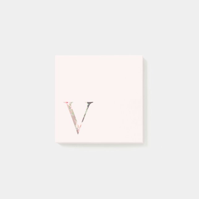 Post-it® Letra floral "V" Notas monográficas (Anverso)