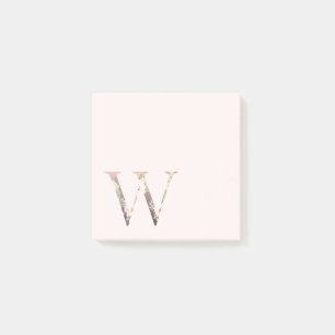 Post-it® Letra floral "W" Notas de monograma