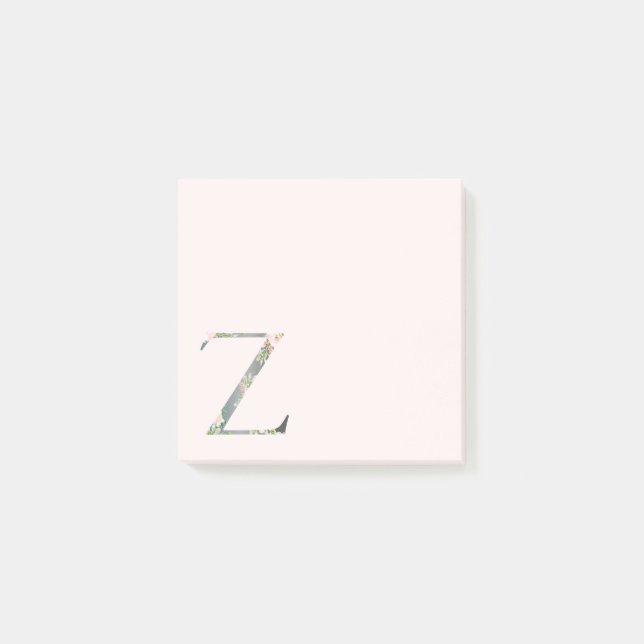 Post-it® Letra floral "Z" Monograma Notas (Anverso)