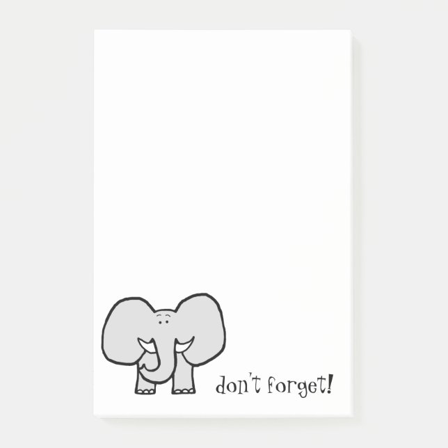 Post-it® Los oídos grandes el elefante no olvidan notas de (Anverso)