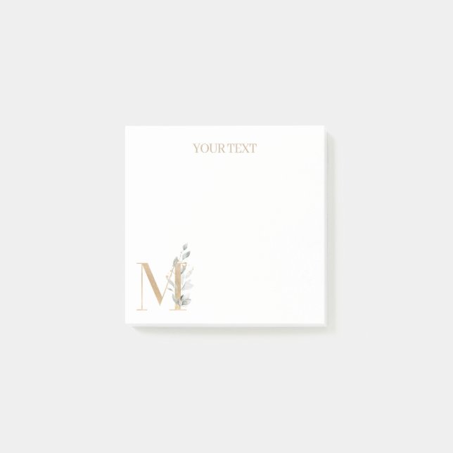 Post-it® M Monograma Floral Notas personalizadas (Anverso)