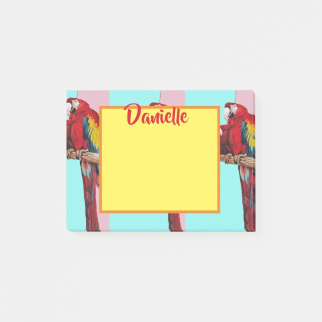 Post-it® Macaw Parrot Art Womans Nombre Post Notas (Anverso)