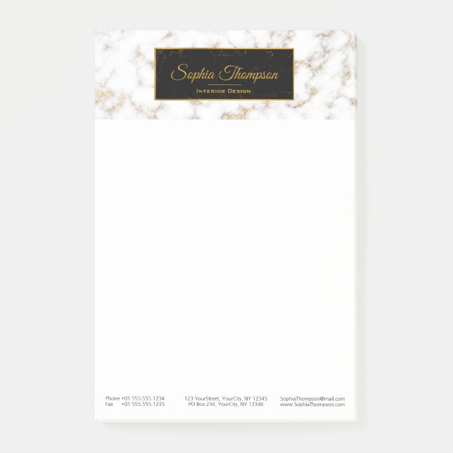Post-it® Marble de oro blanco elegante moderno - Notas Post (Anverso)
