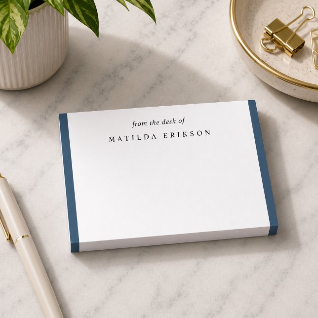 Post-it® Mínimo Chic Elegante Notas Adhesivas Azul Marino (From the desk of stationery sticky notes for coworkers, teachers, solopreneurs, and writers.)