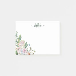 Post-it® Monograma Botánico Femenino Notas Florales Rosadas