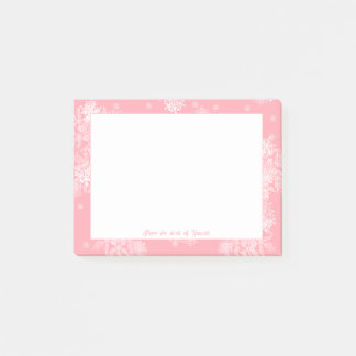 Post-it® Navidades rosados Snowflakes Notas personalizadas