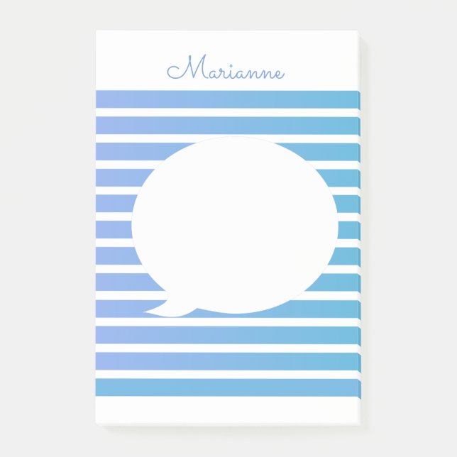 Post-it® Notas adhesivas azules con rayas Ombré (Anverso)