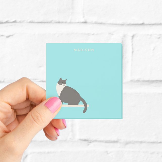 Post-it® Notas Adhesivas Azules Personalizadas de Gato Blan (Subido por el creador)